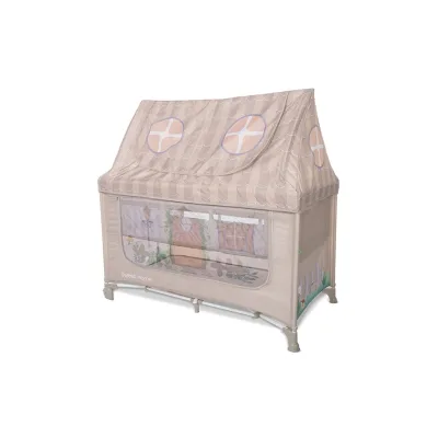 Lorelli Reisebett Sweet Home 2 Ebenen Laufstall mit Dach faltbar Räder Matratze beige