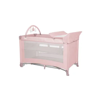 Lorelli Reisebett Torino plus 2 Ebenen Wickelauflage Spielbogen Räder faltbar pink