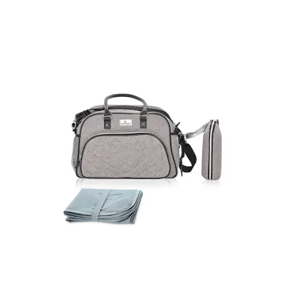 Lorelli Wickeltasche Viola, wasserabweisend, Wickelunterlage, Seitentaschen grau