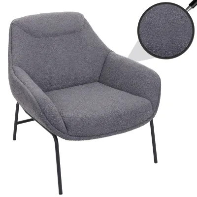 Lounge-Sessel MCW-J77, Cocktailsessel Sessel, Bouclé Stoff Metall ~ dunkelgrau