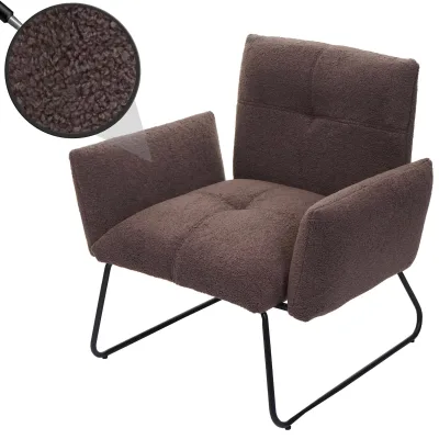 Lounge-Sessel MCW-K34, Cocktailsessel Sessel, Bouclé Stoff/Textil MVG-zertifiziert ~ braun