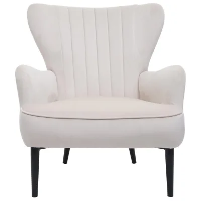 Lounge-Sessel MCW-K37, Cocktailsessel Polstersessel Sessel, Samt (280g/m²) ~ creme-beige