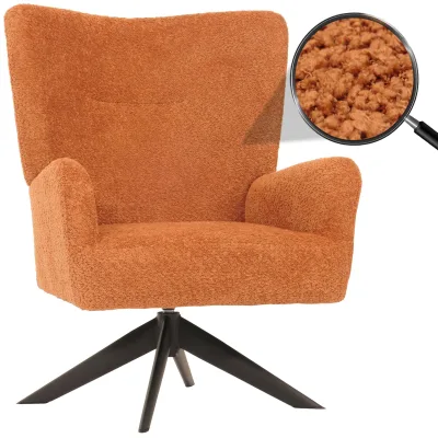 Lounge-Sessel MCW-N65, Cocktailsessel Polstersessel Relaxsessel, drehbar, Stoff/Textil Chenille Metall ~ terracotta