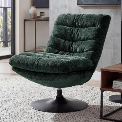 Loungesessel MCW-Q29, Cocktail-/Polster-/Relaxsessel Sessel drehbar Stoff Chenille (470g/m²) Stahl ~ grün