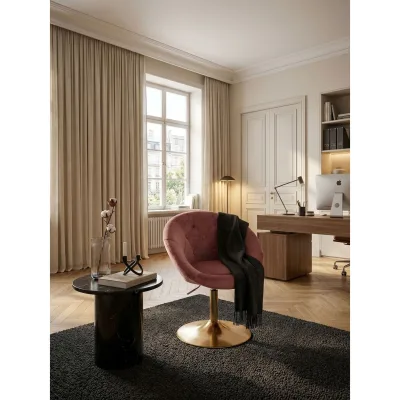 Loungesessel Samt mit Rückenlehne, drehbar im modernen Design, Rosa 62x67x100 cm