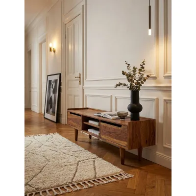 Lowboard Massivholz Modern Stil 145x43x35 cm mit zwei Türen