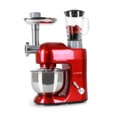 Lucia Küchenmaschine 3-in-1 1800 W / 2,7 PS 5 Ltr Edelstahl BPA-frei Rot