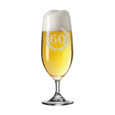 LUXENTU Biertulpe Pilsglas mit Gravur 60. Jubiläum 360 ml