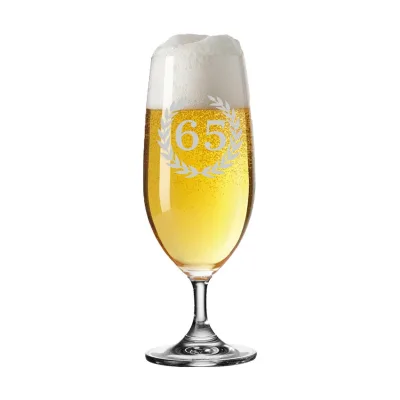 LUXENTU Biertulpe Pilsglas mit Gravur 65. Jubiläum 360 ml