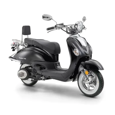 LuXXon Motorroller Cruiser - Retro City Roller Vintage mit 125 ccm - 7,1 PS für max. 80 kmh, E5+, schwarz