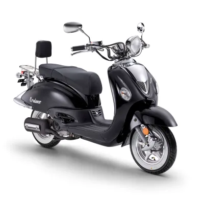 LuXXon Motorroller Cruiser - Retro City Roller Vintage mit 50 ccm - 3 PS für max. 45 kmh, E5, schwarz