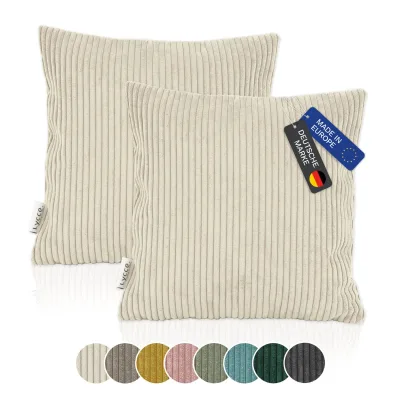 Lycce 2er Set Kissenbezug aus trendigem Cordstoff (40 x 40 cm)