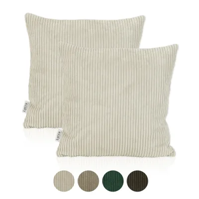 Lycce 2er Set Kissenbezug aus trendigem Cordstoff (50 x 50 cm)