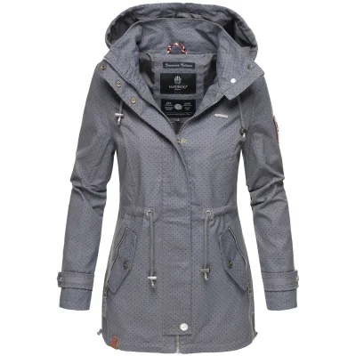 MARIKOO Damen Moderner Outdoorjacke Übergangsparka aus Baumwolle mit Kapuze Nyokoo