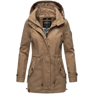 MARIKOO Damen Moderner Outdoorjacke Übergangsparka aus Baumwolle mit Kapuze Nyokoo