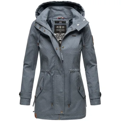 MARIKOO Damen Moderner Outdoorjacke Übergangsparka aus Baumwolle mit Kapuze Nyokoo