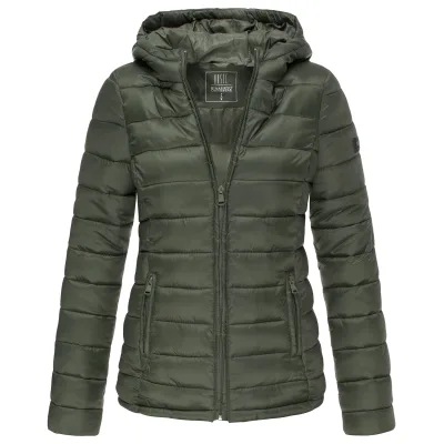MARIKOO Damen modische Steppjacke Übergangsjacke mit großer Kapuze Lucy