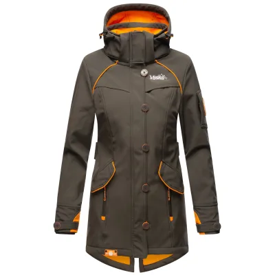 MARIKOO Damen Outdoor Softshell Jacke mit abnehmbarer Kapuze Soulinaa