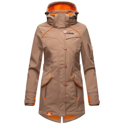 MARIKOO Damen Outdoor Softshell Jacke mit abnehmbarer Kapuze Soulinaa