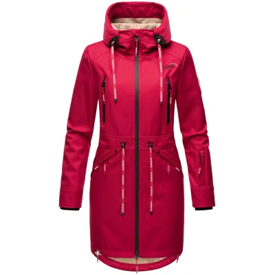 MARIKOO Damen Softshelljacke Funktionsjacke mit warmen Teddyfleece & Kapuze Racquellee
