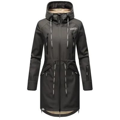 MARIKOO Damen Softshelljacke Funktionsjacke mit warmen Teddyfleece & Kapuze Racquellee