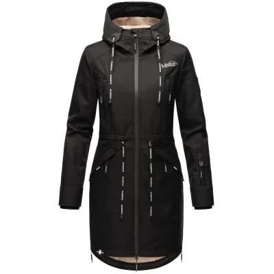 MARIKOO Damen Softshelljacke Funktionsjacke mit warmen Teddyfleece & Kapuze Racquellee