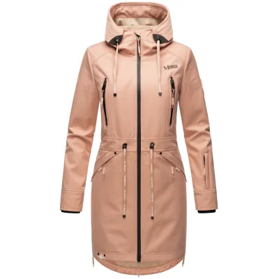 MARIKOO Damen Softshelljacke Funktionsjacke mit warmen Teddyfleece & Kapuze Racquellee