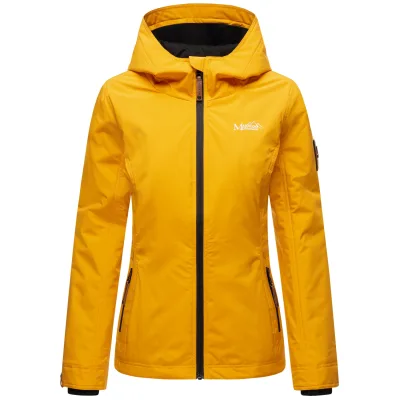 MARIKOO Damen Sportliche Outdoorjacke Übergangs Regenjacke mit Kapuze Brombeere