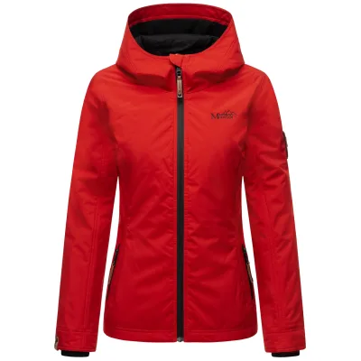 MARIKOO Damen Sportliche Outdoorjacke Übergangs Regenjacke mit Kapuze Brombeere