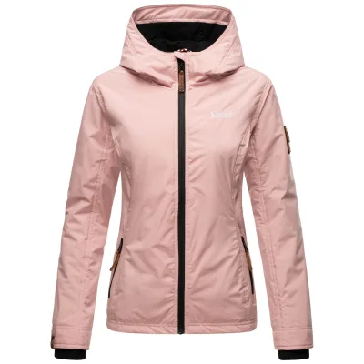 MARIKOO Damen Sportliche Outdoorjacke Übergangs Regenjacke mit Kapuze Brombeere