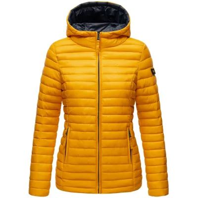 MARIKOO Damen Steppjacke Übergangsjacke mit kontrastfarbendem Reißverschluss Asraa