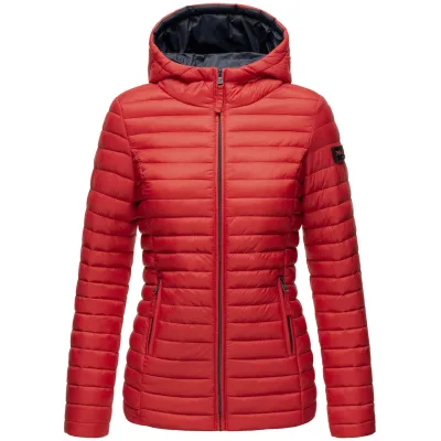 MARIKOO Damen Steppjacke Übergangsjacke mit kontrastfarbendem Reißverschluss Asraa