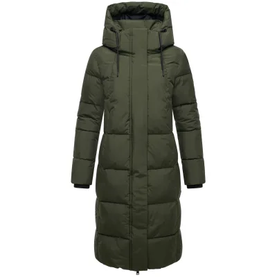 MARIKOO Damen Steppmantel Lang Stepp Wintermantel Jacke gefüttert Outdoor Parka abnehmbarer Kapuze Chumanii