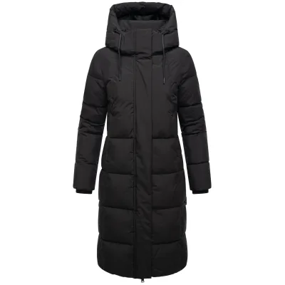 MARIKOO Damen Steppmantel Lang Stepp Wintermantel Jacke gefüttert Outdoor Parka abnehmbarer Kapuze Chumanii