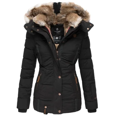 MARIKOO Damen Stylischer Winterjacke Steppjacke Mit Großer Kapuze Nekoo