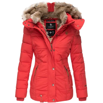 MARIKOO Damen Stylischer Winterjacke Steppjacke Mit Großer Kapuze Nekoo