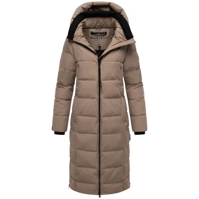 MARIKOO Damen Winter Jacke Stepp Parka Mantel Anorak Winterjacke warm gefüttert Hoher Rippstrickkragen Kapuze Lanitaa