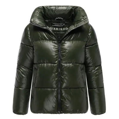 MARIKOO Damen Winter Steppjacke gesteppt Anorak Puffer Jacket Winterjacke hochschließender Kragen & Reißverschluss Hazalee