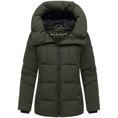 MARIKOO Damen Winter Steppjacke Winterjacke gesteppt warm fleece gefüttert Kuscheltatze
