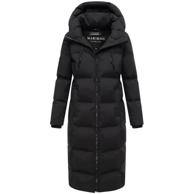 MARIKOO Damen Winter Steppmantel langer Parka, warm gefüttert, vegan, winddicht, wasserabweisend, Mantel mit Kapuze Tikoraa