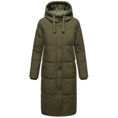 MARIKOO Damen Winter Steppmantel Stepp Jacke Mantel Parka warm mit Kapuze Soranaa