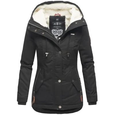 MARIKOO Damen Winterjacke Outdoor Baumwolljacke mit Kapuze Bikoo