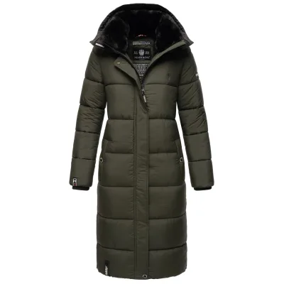 MARIKOO Damen Winterjacke Steppmantel Weichem Innenkragen & Abnehmbarer Kapuze Reliziaa