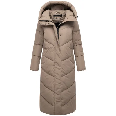 MARIKOO Damen Wintermantel langer Parka Steppmantel warm gefüttert mit Kapuze Anorak Winterjacke wasserabweisend Übergangsjacke Ranjaa