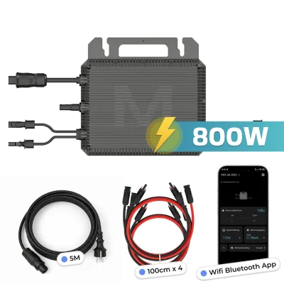 MARSTEK Mikro-Wechselrichter 800 W MST-MI0800 für Balkonkraftwerk, IP67 wetterfest, Plug&Play Installation, 2 MPPT, Bluetooth WIFI, inkl. 5m Anschlusskabel, 4x 1m Solar-Verlängerungen, Micro Inverter