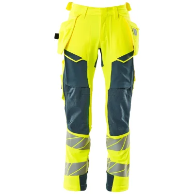 Mascot Warn-Stretchhose mit Hängetaschen 19031-711 Gr. 27 hi-vis gelb/dunkelpetroleum