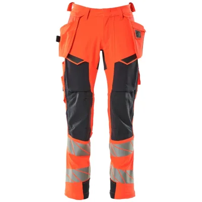 Mascot Warn-Stretchhose mit Hängetaschen 19031-711 Gr. 44 Hi-vis rot/schwarzblau