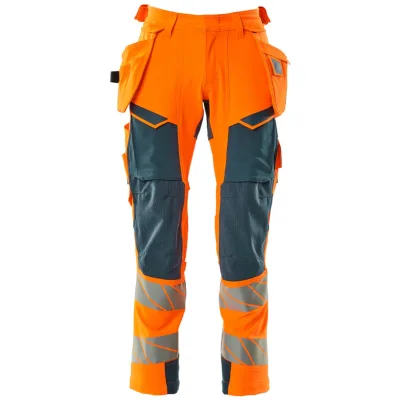 Mascot Warn-Stretchhose mit Hängetaschen 19031-711 Gr. 92 hi-vis orange/dunkelpetroleum