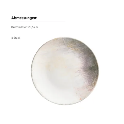 Mäser Dessertteller-Set, Steinzeug Aquarellia Weiß, Lila