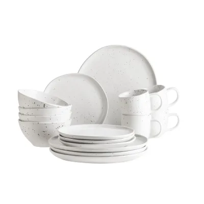 Mäser Geschirr-Set, Keramik Andoro Weiß, Schwarz